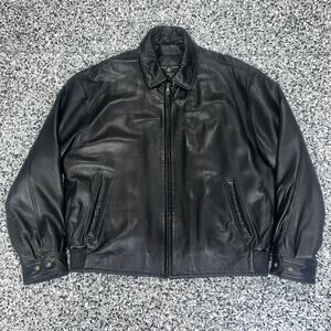 VTG Retro Harold Powell Soft Leather Coat Black Men’s Large Lined 1990’s Y2K